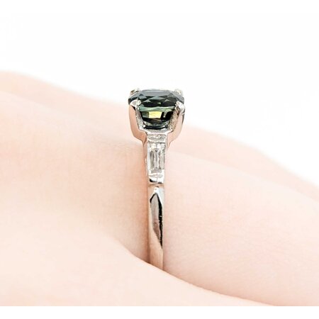Ring Vintage .18ctw Straight Baguette Diamonds 1.18ct Sapphire 900pt sz8 124020180