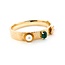 Bracelet Hinged Bangle 2.20ct Oval Cabochon Emerald (2) 7.8mm South Sea Pearls 14ky Mid Century 6.5" 11.5mm 224103751