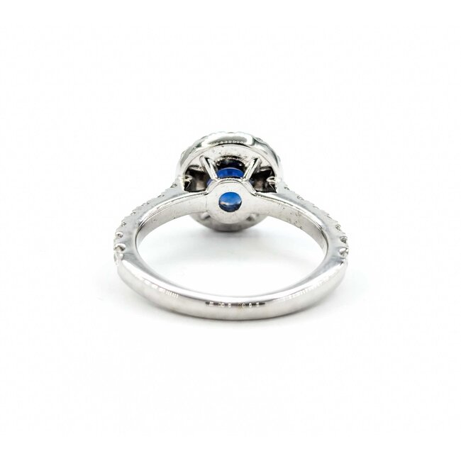 Ring Halo 1.00ctw Round Diamonds 1.57ct Sapphire 14kw sz6 11x11mm 124060195
