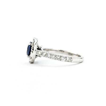 Ring Halo 1.00ctw Round Diamonds 1.57ct Sapphire 14kw sz6 11x11mm 124060195
