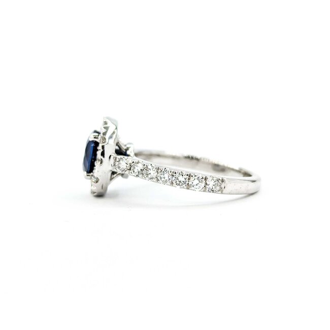 Ring Halo 1.00ctw Round Diamonds 1.57ct Sapphire GIA: 2241072264 14kw sz6 11x11mm 124060195