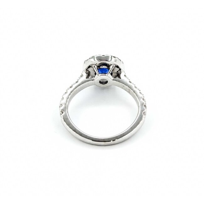 Ring Halo 1.00ctw Round Diamonds 1.57ct Sapphire 14kw sz6 11x11mm 124060195
