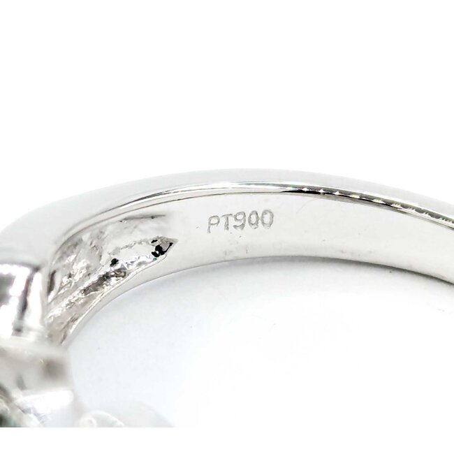 Ring .35ctw Round & Baguette Diamonds .32ct Emerald pt900 sz6.25 6.8mm 124060229