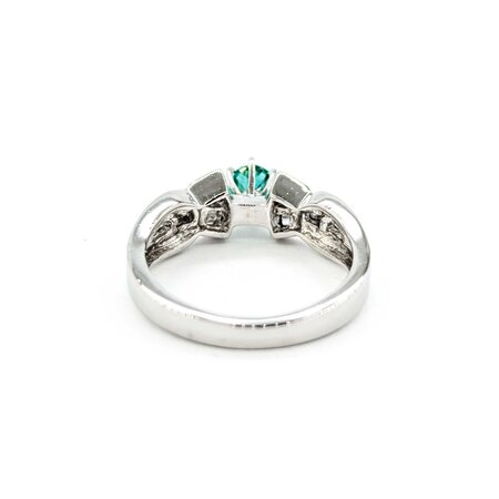 Ring .35ctw Round & Baguette Diamonds .32ct Emerald pt900 sz6.25 6.8mm 124060229