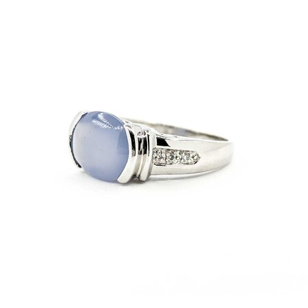Ring .02ctw Round Diamonds 11x9 Chalcedony 14kw sz7 224100156