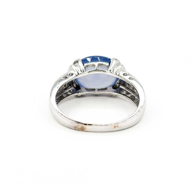 Ring .02ctw Round Diamonds 11x9 Chalcedony 14kw sz7 224100156