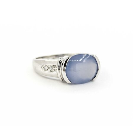 Ring .02ctw Round Diamonds 11x9 Chalcedony 14kw sz7 224100156