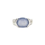  Ring .02ctw Round Diamonds 11x9 Chalcedony 14kw sz7 224100156