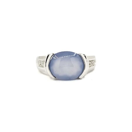 Ring .02ctw Round Diamonds 11x9 Chalcedony 14kw sz7 224100156