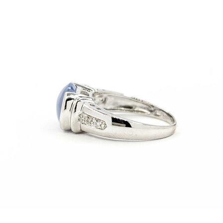 Ring .02ctw Round Diamonds 11x9 Chalcedony 14kw sz7 224100156