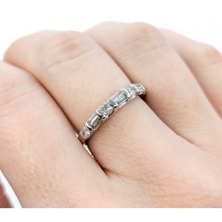 Ring Bridal Channel Set .75ctw Round & Baguette Diamonds 14kw sz3.5 3.3mm 124060530