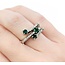 Ring 3 Row Bypass .15ctw Round Diamonds .30ctw Emerald 14kw sz5 224100154