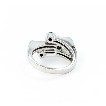 Ring 3 Row Bypass .15ctw Round Diamonds .30ctw Emerald 14kw sz5 224100154