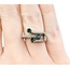 Ring 3 Row Bypass .15ctw Round Diamonds .30ctw Emerald 14kw sz5 224100154