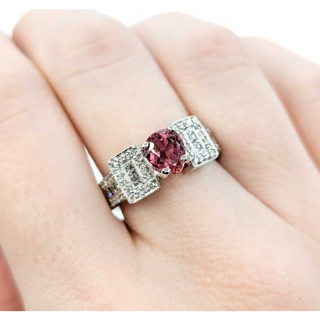 Ring .76ctw Round/Princess Diamonds 1.23ct Sapphire 18kw sz8 224100151