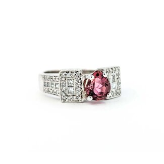 Ring .76ctw Round/Princess Diamonds 1.23ct Sapphire 18kw sz8 224100151