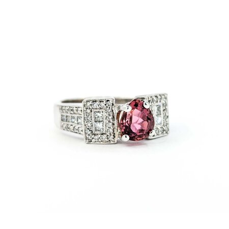 Ring .76ctw Round/Princess Diamonds 1.23ct Sapphire 18kw sz8 224100151
