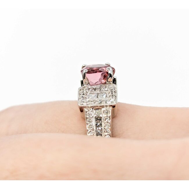 Ring .76ctw Round/Princess Diamonds 1.23ct Sapphire 18kw sz8 224100151