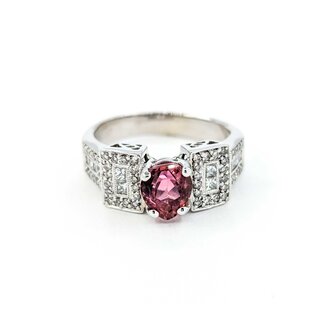 Ring .76ctw Round/Princess Diamonds 1.23ct Sapphire 18kw sz8 224100151