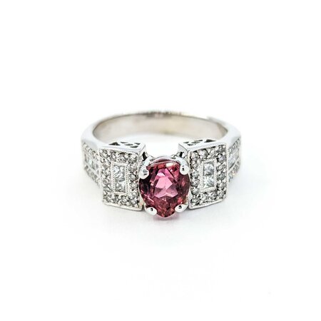 Ring .76ctw Round/Princess Diamonds 1.23ct Sapphire 18kw sz8 224100151