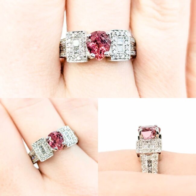 Ring .76ctw Round/Princess Diamonds 1.23ct Sapphire 18kw sz8 224100151