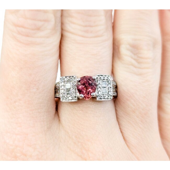 Ring .76ctw Round/Princess Diamonds 1.23ct Sapphire 18kw sz8 224100151