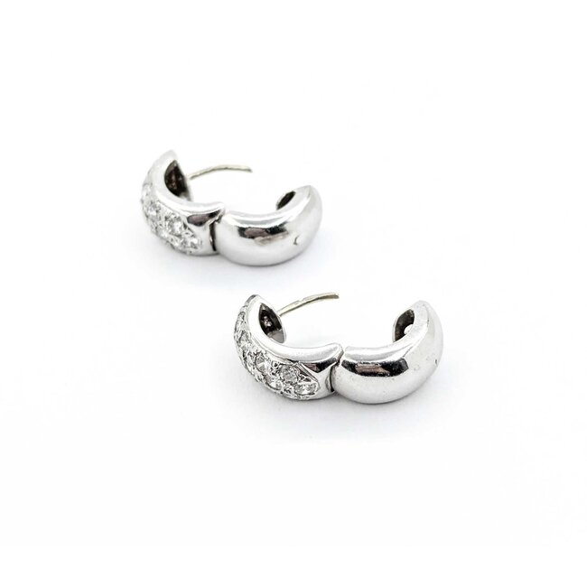 Earrings Huggie 1.00ctw Round Diamonds 7.7mm 14kw 224114002