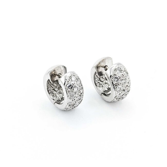 Earrings Huggie 1.00ctw Round Diamonds 7.7mm 14kw 224114002