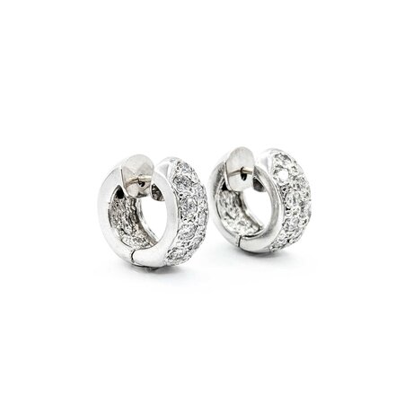 Earrings Huggie 1.00ctw Round Diamonds 7.7mm 14kw 224114002