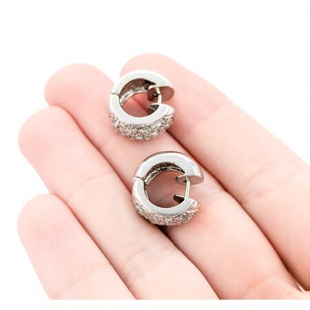 Earrings Huggie 1.00ctw Round Diamonds 7.7mm 14kw 224114002