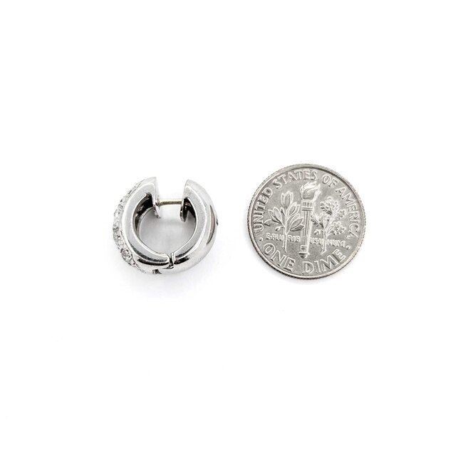 Earrings Huggie 1.00ctw Round Diamonds 7.7mm 14kw 224114002