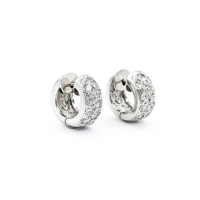 Earrings Huggie 1.00ctw Round Diamonds 7.7mm 14kw 224114002