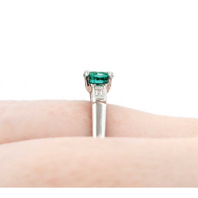 Ring Vintage .08ctw Baguette Diamonds .71ct Emerald 900pt sz6.5 124020155