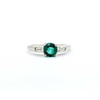 Ring Vintage .08ctw Baguette Diamonds .71ct Emerald 900pt sz6.5 124020155