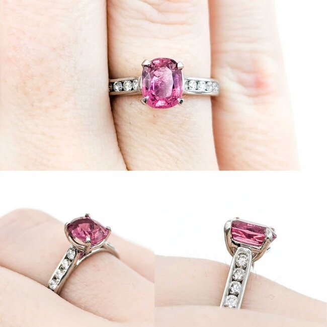 Ring .35ctw Diamonds 1.07ct Pink Tourmaline Plat  Sz5.5 123040070