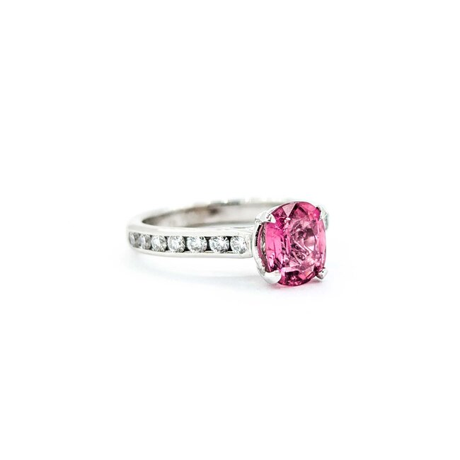 Ring .35ctw Diamonds 1.07ct Pink Tourmaline Plat  Sz5.5 123040070