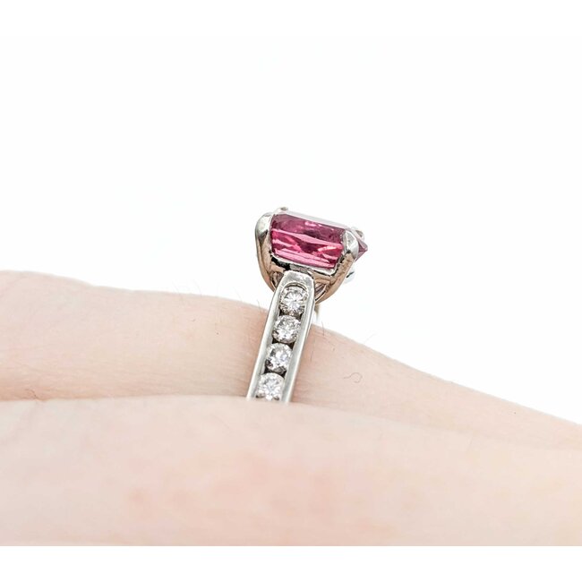 Ring .35ctw Diamonds 1.07ct Pink Tourmaline Plat  Sz5.5 123040070