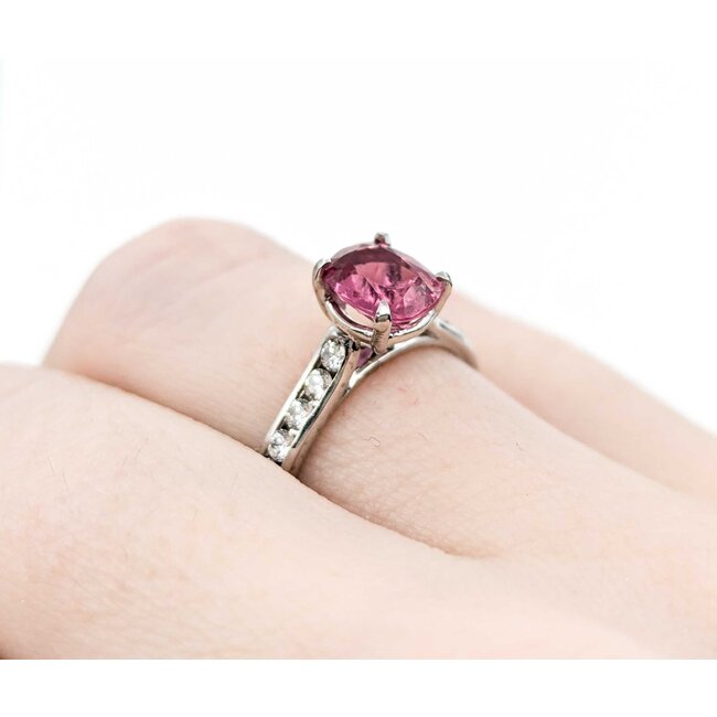 Ring .35ctw Diamonds 1.07ct Pink Tourmaline Plat  Sz5.5 123040070