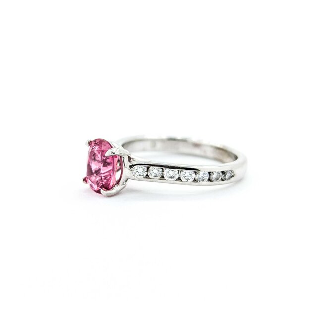 Ring .35ctw Diamonds 1.07ct Pink Tourmaline Plat  Sz5.5 123040070