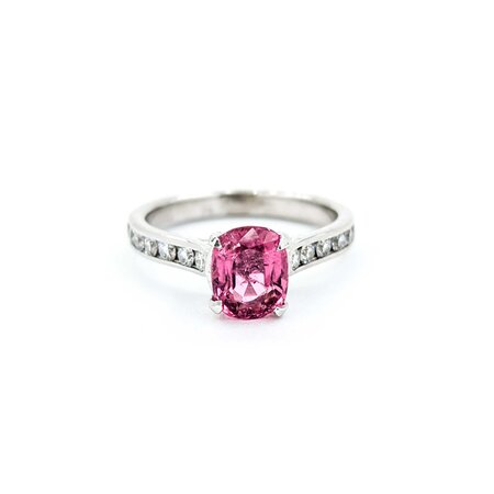 Ring .35ctw Diamonds 1.07ct Pink Tourmaline Plat  Sz5.5 123040070