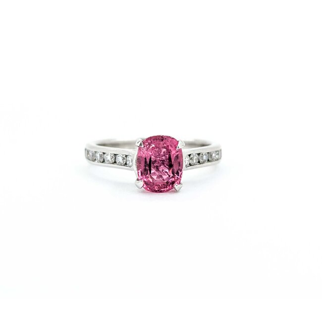 Ring .35ctw Diamonds 1.07ct Pink Tourmaline Plat  Sz5.5 123040070