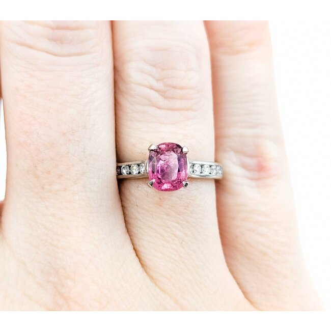 Ring .35ctw Diamonds 1.07ct Pink Tourmaline Plat  Sz5.5 123040070