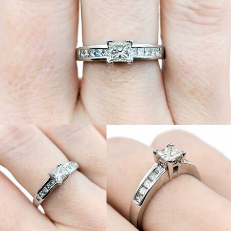 Ring .92ctw Princess Diamonds 14kw sz6.5 3.5mm 124060226