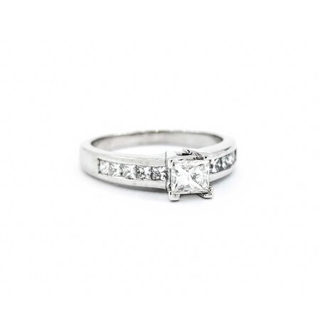 Ring .92ctw Princess Diamonds 14kw sz6.5 3.5mm 124060226