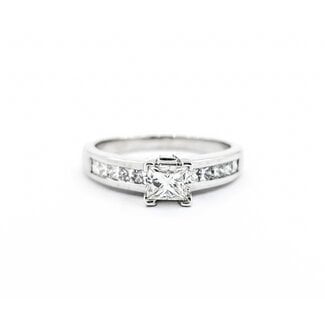 Ring .92ctw Princess Diamonds 14kw sz6.5 3.5mm 124060226