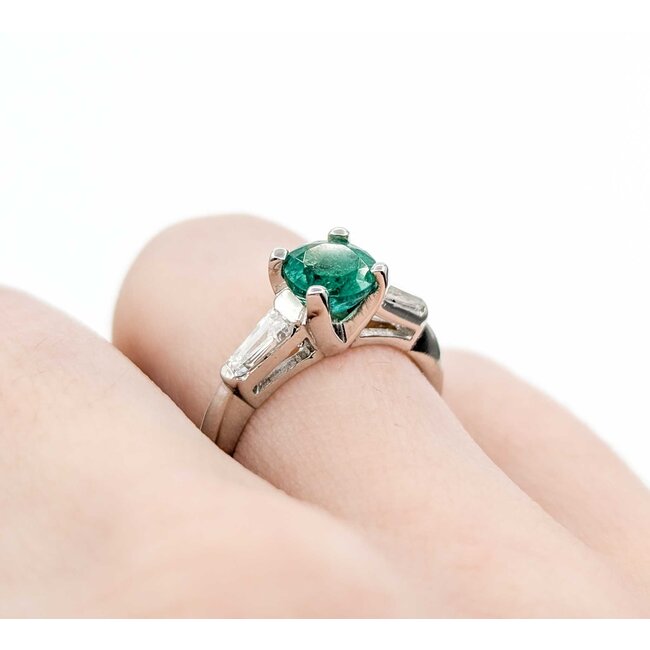 Ring .35ctw Baguette Diamonds .86ct Emerald 900pt sz6.5 124090154