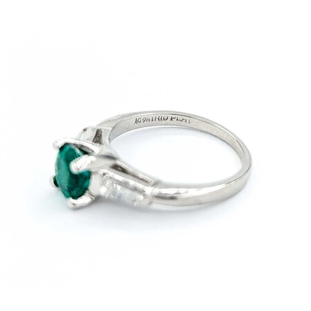 Ring .35ctw Baguette Diamonds .86ct Emerald 900pt sz6.5 124090154