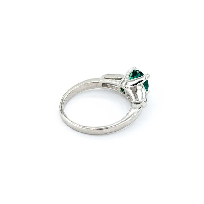 Ring .35ctw Baguette Diamonds .86ct Emerald 900pt sz6.5 124090154