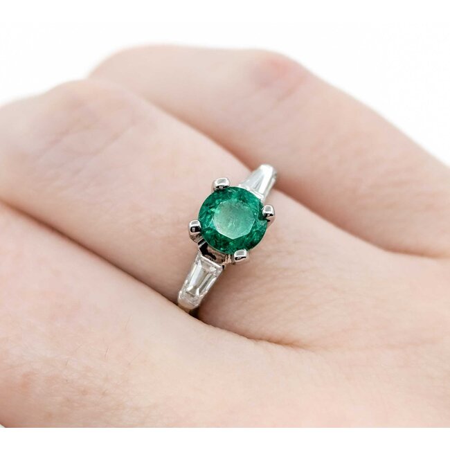 Ring .35ctw Baguette Diamonds .86ct Emerald 900pt sz6.5 124090154