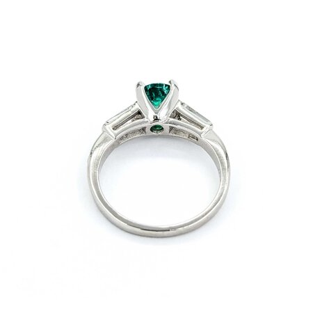 Ring .35ctw Baguette Diamonds .86ct Emerald 900pt sz6.5 124090154